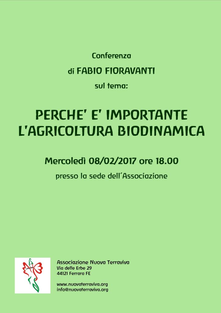 Conferenza: "PERCHE' E' IMPORTANTE L'AGRICOLTURA BIODINAMICA" @ Associazione Nuova Terraviva | Ferrara | Emilia-Romagna | Italia